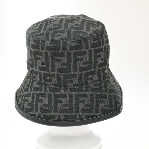 FENDI Logo Zucca Pattern Bucket Hat Size S Cotton Polyester Black 82RP009 main image 11